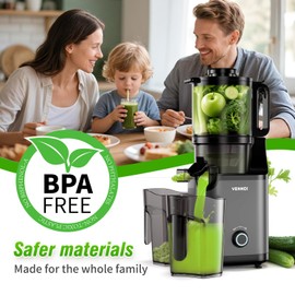 Cold Press Juicer, 5.7" Extra Large Feed Chute, Juice Extractor Machine with Dual Auger, Slow Masticating Juicer for Whole Vegetables and Fruits, High Juice Yield, Easy to Clean, BPA Free