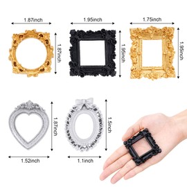 25Pcs Vintage Resin Picture Frame Mini Antique Photo Resin Frame DIY Small Picture Frame Mini Resin Vintage Frame Antique Resin Photo Frame for Jewelry Display Photography Photo Frame Wall Decor