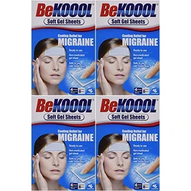 Be Koool Cooling Relief for Migraine, Soft Gel Sheets, 4 Sheets (Pack of 4)