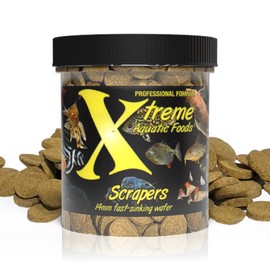 Xtreme Scrapers Wafers - Premium 14mm Fast-Sinking Fish Food – Nutrient & Cellulose Rich Ideal for Nocturnal Feeders, Catfish, Plecostomus Species, and Loaches – USA Farm Grown (2oz)