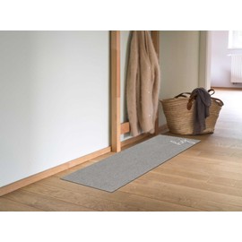 MOCAVI Hej Scandi Mat Floor Mat 30 x 100 cm Washable Warm Grey Shoe Rug Long Narrow Shoes Take Off Decorative Entrance Area Indoor Outdoor Mat Front Door Boot Mat