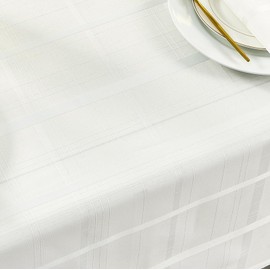 UKOMIUT Rectangle Plaid Table Cloth Waterproof Checkered Jacquard Tablecloth Elegance Wrinkle Resistant Decorative Grid Fabric Table Cover for Kitchen Dining or Outdoor, Plaid White 52x70 Inch