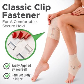 Premium Elastic Bandage Wrap (4" Wide, 2 Pack) - Made of USA Grown Soft Woven Cotton - Metal Clip Fasteners - GT Latex Free Roll for Sprains & Injuries