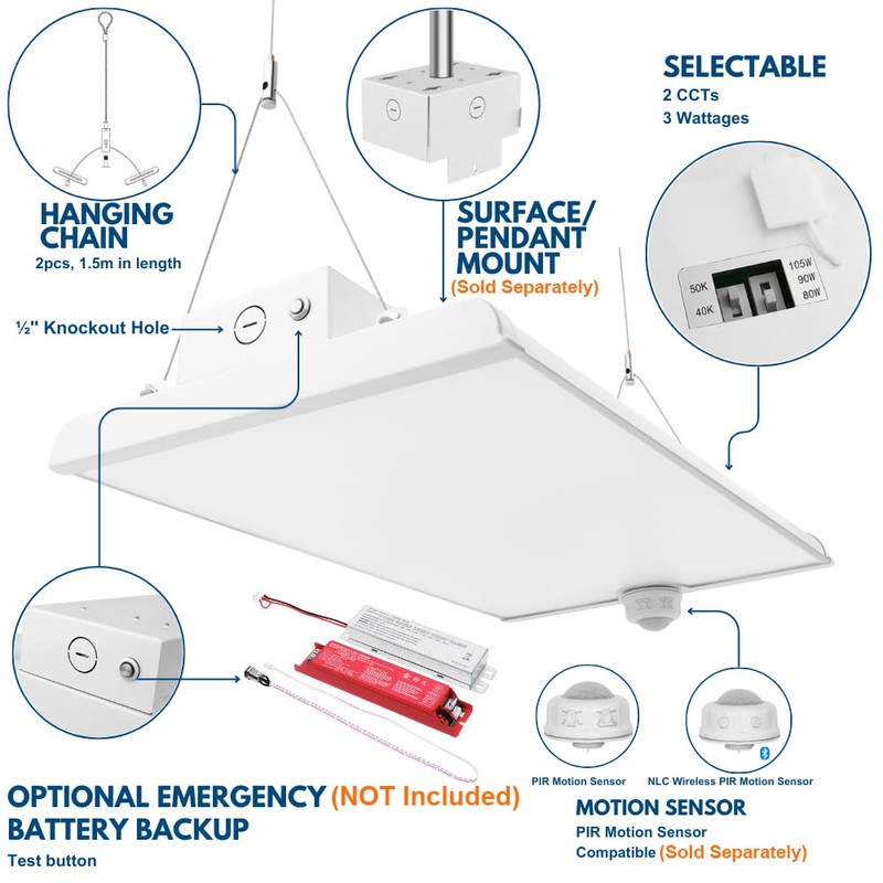 Konlite ALTA LED Low Bay Light - 2FT - 105W/90W/80W