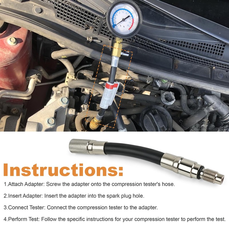 Compression Tester 12mm Adapter Compatible with 2008 and Newer Ford