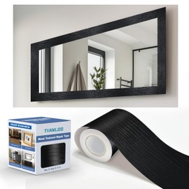 TIANLDD TIANLDD 27 FT Wood Grain Wallpaper Border, Removable Waterproof Mirror Border Peel and Stick,Bathroom Mirror Frame Border.(Black)