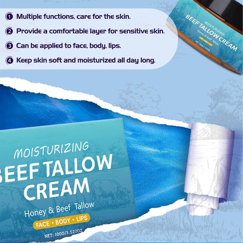 Rostblant Bio Rindertalg Hautpflegecreme,Beef Tallow Cream,Bio Creme,Bio-Rindertalgbalsam,Feuchtigkeitscreme für Gesicht und