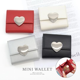 Alto Rose Trifold Wallet, Compact Wallet, Women's, Small, Cute, Heart, Mini Wallet, Women, Black