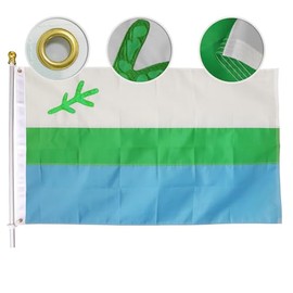 MIDLE Double Sides Candian Labrador Flag 3x5 Ft large Outdoor - Embroidered Black Spruce Sprig House Decoration Canada Province Newfoundland Drapeau Banner