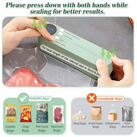 Vacuum Sealer Machine, Mini Vacuous Sealer for Food, 3 In 1 Multi Functional Wireless Handheld Portable Bag Sealer with 10 Sealed Bags for Preservation Snack and Storage Foods