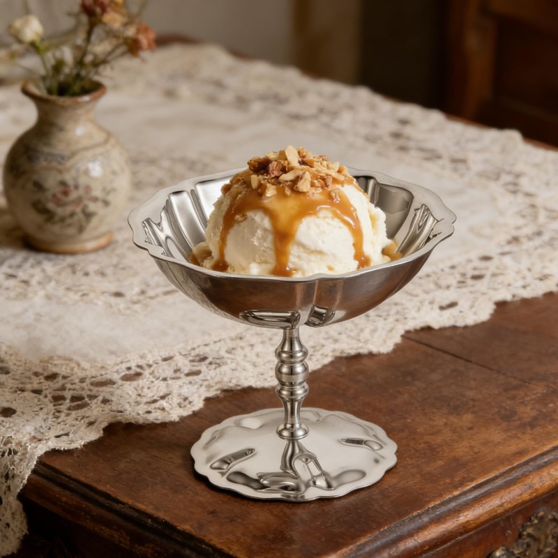 CONGARTENO Vintage Stainless Steel Dessert Cup 4.37In High Footed Ice