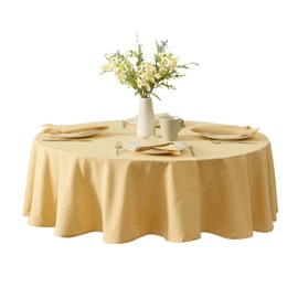 Thanksgiving Holiday Charleston Sandal Yellow 70 inch Round Fabric Tablecloth, Cotton Table Cover for Indoor Outdoor Dining, Machine Washable Solid Color Tablecloths for Everyday Use