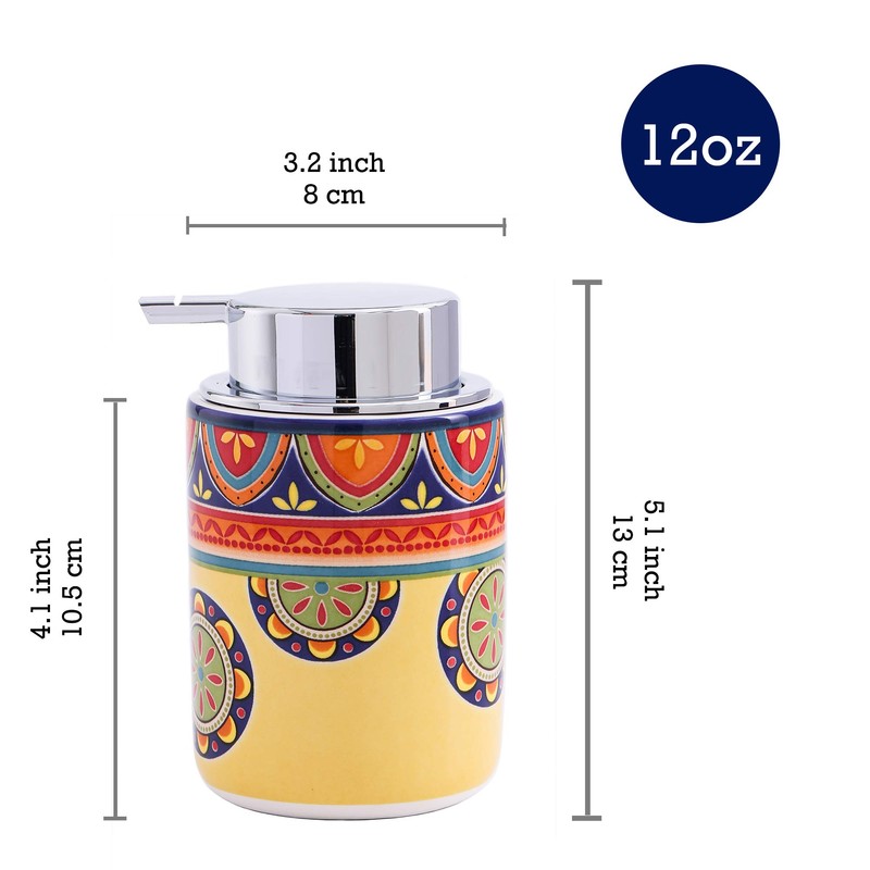 Bico Tunisian Ceramic 12oz Soap Dispenser with Removable Pump, Ideal