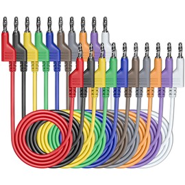 Cleqee Pack of 10 Stackable Banana to Banana Plug Test Cable Soft Electrical Test Cable Wire 3.3 ft/1 m for Multimeter 1000 V 15 A