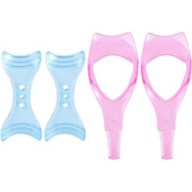 Set de 4 piezas de herramientas para maquillaje de ojos, plantillas para delineador y aplicadores de rímel de plástico, equipados con peines de dos densidades, adecuados para uso