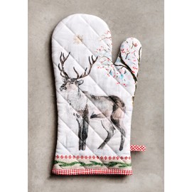 Maison d’ Hermine 100% Cotton Oven Mitt & Pot Holder Set (7.5x13 & 8x8 Inches) – Heat-Resistant Kitchen Mittens for Cooking, Baking & BBQ – Soft, Durable, Easy to Use, Rural Christmas - Thanksgiving