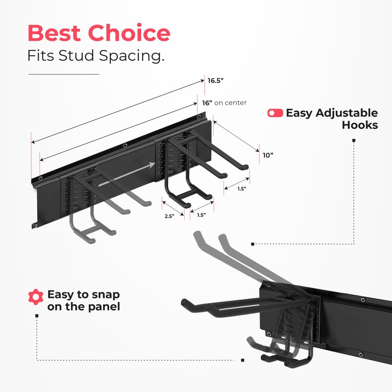 Garage Wall Organizer | 64" Heavy-Duty Tool Storage Rack |