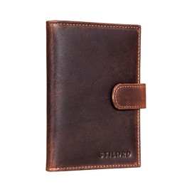 STILORD 'Yoshi' Passport Cover Leather Card Wallet in Vintage Design, Unisex Adults, Genuine Leather, Slim Wallet, Mini Wallet, Colour:Florida - Brown