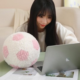 CASAGOOD 10 Inch Round Football Hugging Plush Toy - Soft Football Throw Pillow for Kids & Babies (Red)