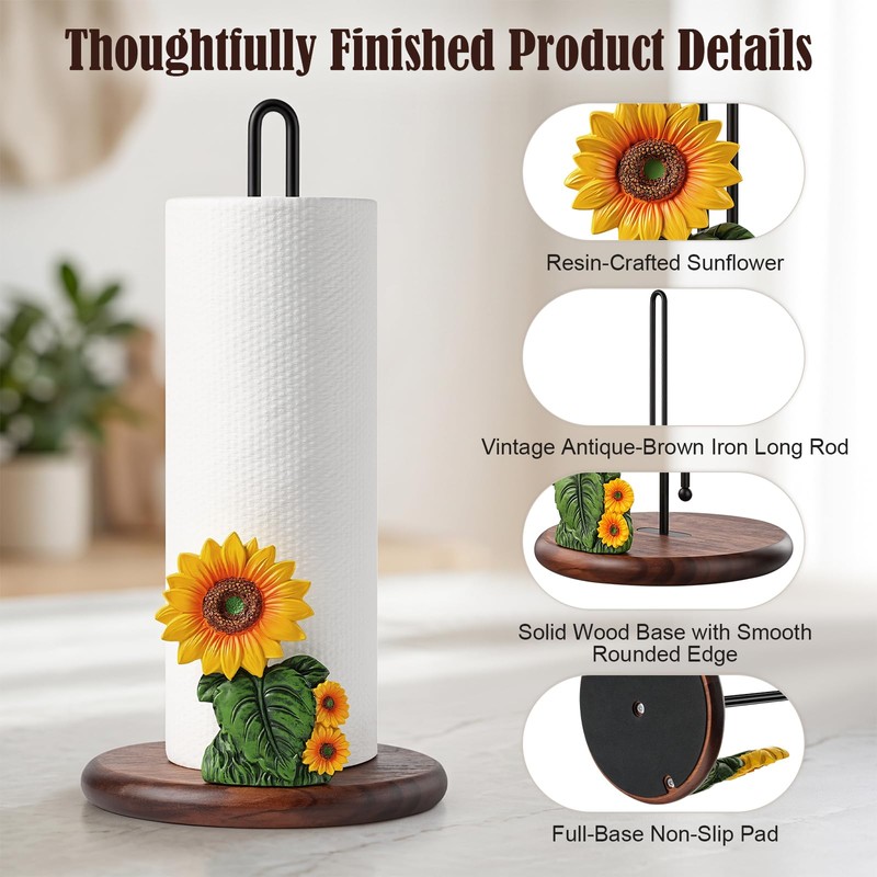 Sunflower Paper Towel Holder,Resin Sunflower Kitchen Decor