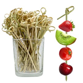 200PCS Cocktail Picks Bamboo Skewers for Appetizers, Fancy Toothpicks for Appetizers, 4.7 Inch Long Decorative Knot Bamboo Cocktail Sticks for Party Drinks Food Fruit Charcuterie Boards Accessories