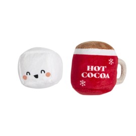 Pearhead Hot Cocoa Christmas Cat Toy Set, Holiday Pet Owner Gift, Holiday Must Have Accessories, Plush Rattle and Crinkle Holiday Cat Toys, Set of 2