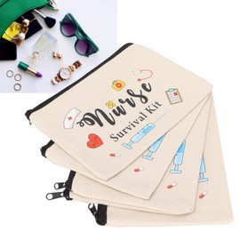 Nurse Survival Kit Bag, 5 Pieces Make Up Bag Cute Versatile with Zip Survival Kit Pattern Nurse Theme Graphics Cosmetic Bags for Nurses, brown