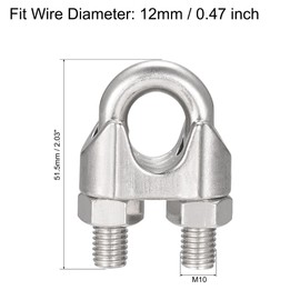 sourcing map Wire Rope Clip Clamp M12 316 Stainless Steel for 12mm Diameter Cable, Pack of 3