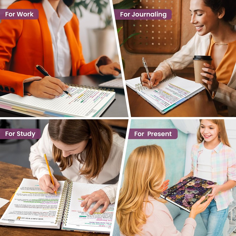 Large Spiral Lined Notebooks for Work with Removable Dividers &