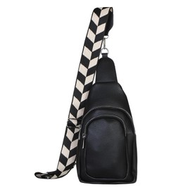 simaranda Bodybag Women's Fashionable Crossover Backpack Chest Bag Bum Bag Belt Bag with Wide Strap 26, black