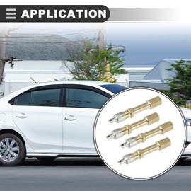 Motoforti Universal Tire Valve Stem Air Inflation Extension Adapto, 50mm, Brass, Brass Tone, 4 Pcs