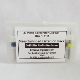 20 Piece Carburetor Jet Drill Bits Mini Drill Bit Kit for Carburetor Jet Tuning Solid Carbide Holley Rochester Carter Mikuni Walbro