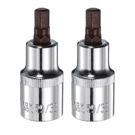 HARFINGTON 2pcs 9/32" Hex Bit Socket 1/2" Square Drive SAE Extension Impact Bit Power Nut Driver Set S2 & CR-V Steel Socket Ratchet Wrench Bits