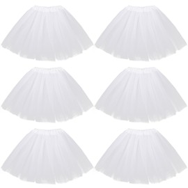 kilofly 6pc White Girls Ballet Tutu Kids Birthday Princess Party Favor Dress Skirt Set