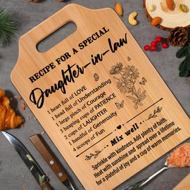 Milcier Gifts for Daughter In Law, Daughter in Law Recipe Cutting Board from Mother in law, Birthday Mothers Day Christmas Gifts for Daughter in Law