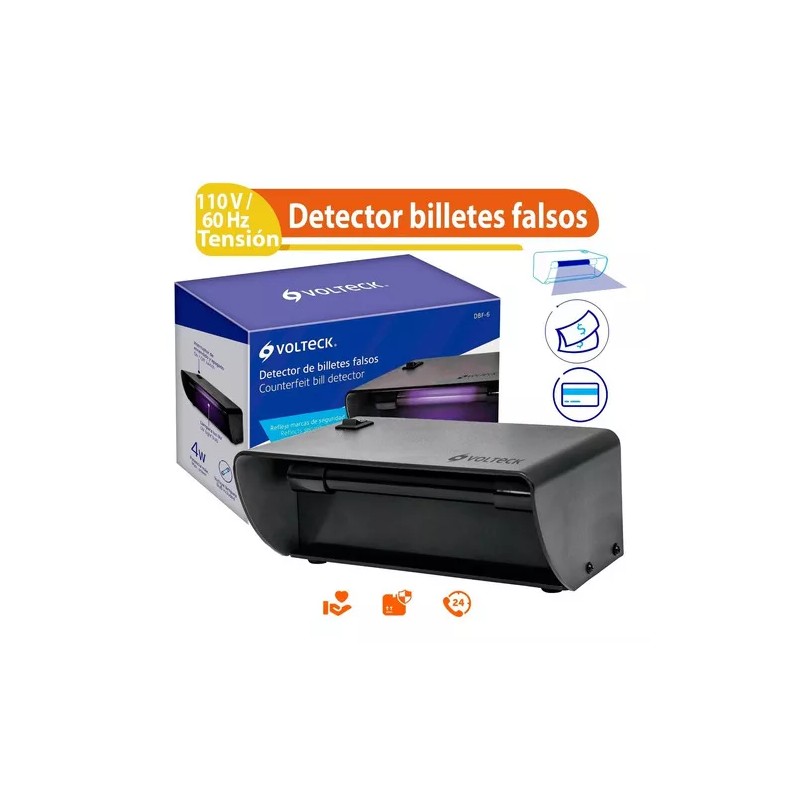 Volteck Detector De Billetes Falsos, 4 W, Lampara Uv, Volteck