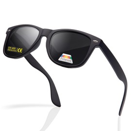 Epavouos Sunglasses, Men's, Women's, Polarized UV400, UV Protection, Wellington Shaped, Sports, Driving, Lightweight, black+grey