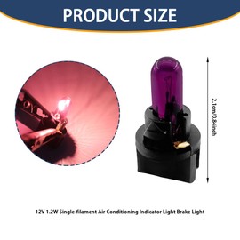 Lyxheth 10PCS Car T5 Halogen Instrument Light, Dash Bulbs, 12V 1.2W Single-filament Air Conditioning Indicator Light Brake Light, Plug and Play Stable Performance Brake Light for Most Cars (Purple)