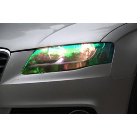LED LIGHT 12 by 48 inches Self Adhesive Shiny Chameleon Headlights Tail Lights Fog Lights Films,Film Sheet Sticker,Tint Vinyl Film (12 X 48 Bright Golden)