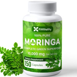 Moringa Capsules| 150 Capsules| Moringa Oleifera | Pure & Natural| Non-GMO and Gluten Free Supplement | Complete Green Superfood | Moringa Leaf Extract Powder