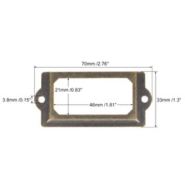 sourcing map Metal Label Holders, 70x33mm 30pcs File Name Card Tag Label Holder Frame for Office Library Drawer Cabinet Shelves, Bronze Tone
