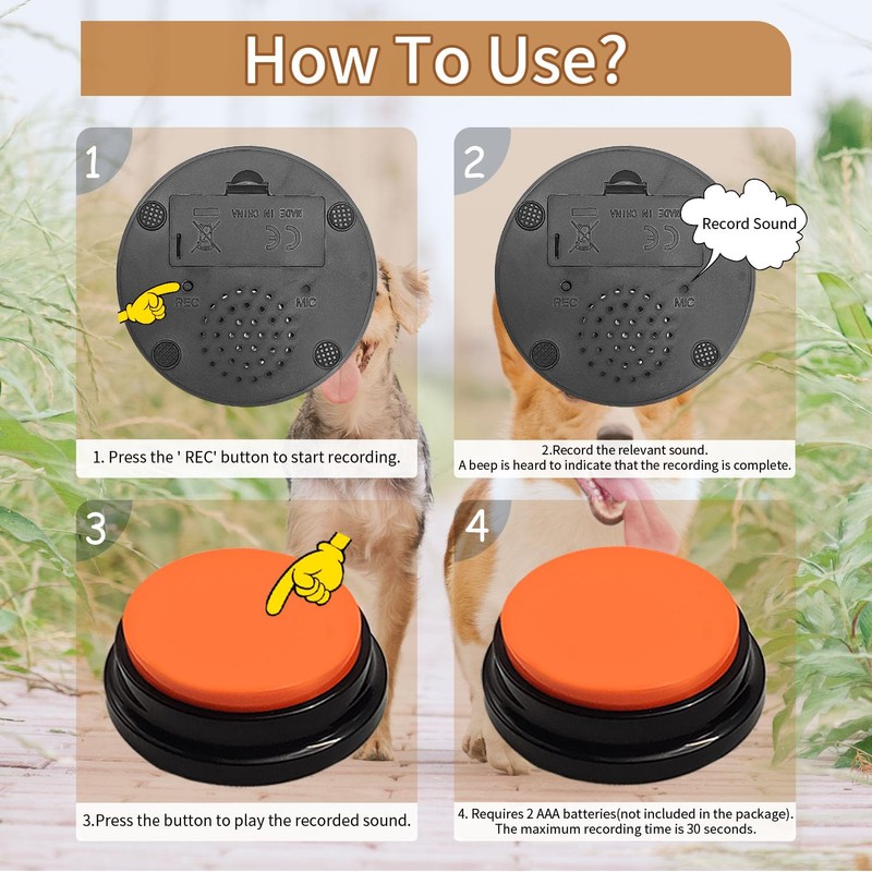 BUYVIKAY Set of 6 Colours Dog Button, Buzzer with Recording