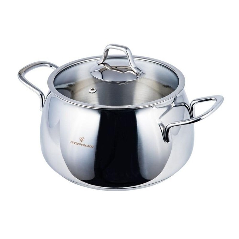 Venus Stainless Steel Deep Stock Pot with Glass Lid Soup