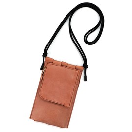 Agility affa Flip Pochette Smartphone Pouch, Smartphone Shoulder Wallet, Mini Wallet, Men's, Women's, Genuine Leather, Stylish, Braun