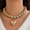 Chunky Heart Necklace Gold Silver Plated Heart Choker Necklace for
