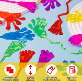 KXCOFTXI 40 Pcs Christmas Sticky Hands & Feet Toys, Christmas Sticky Hands for Kids, Maximum Stretching 55 Inches, 5 Colors Bulk, Ultra Strong Elasticity, Christmas Strong Sticky Hands Party Favors