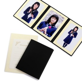 Yamadaya Hataya Blank Cover Photo Mount 2L 3 Sides Vertical (With Envelopes, Message Card: Ivy) (Black)