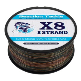 Reaction Tackle Braided Fishing Line - 8 Strand Green Camo 65LB 1500yd