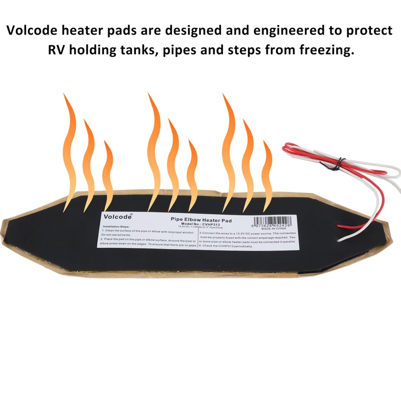 Volcode 12V 3Pack RV Elbow Pipe Water Heater Pad 3''