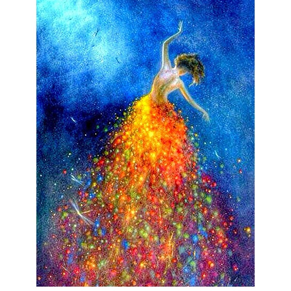 DIY 5D Diamond Painting by Numbers Kits, Dancing Girl Colorful,